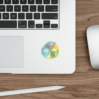 Holographic Round Sticker — Venus Talisman Mandala Die-Cut Sticker for Skateboards, Laptops & Gear