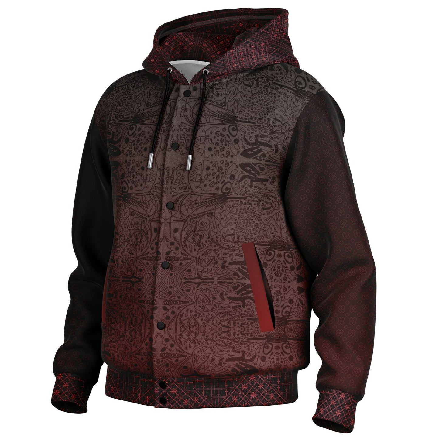 Hooded Baseball Jacket - AOP