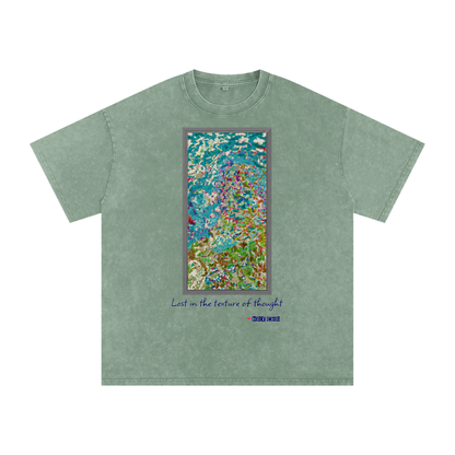 Lost in the Texture of Thought - Snow Washed Oversized Cotton T-Shirt