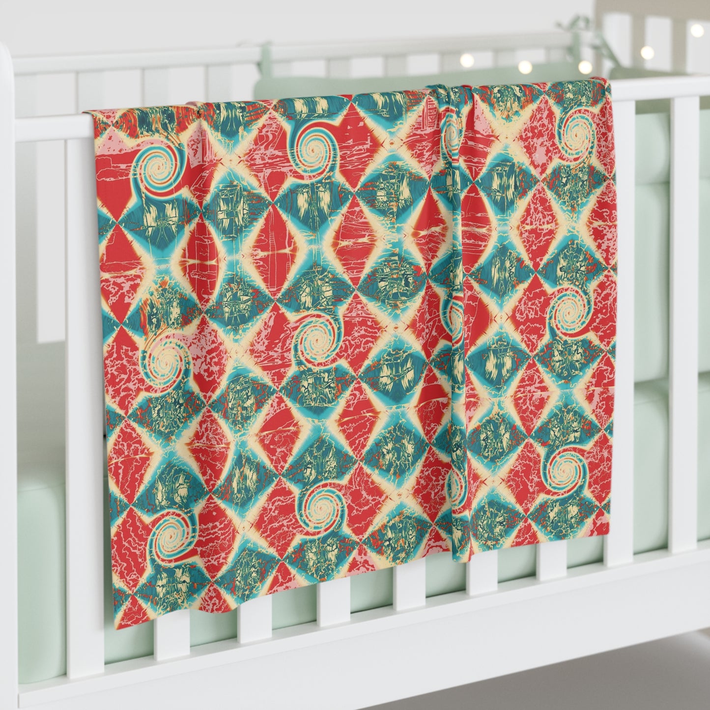 Baby Swaddle Blanket — Electric Diamond Swirl Pattern