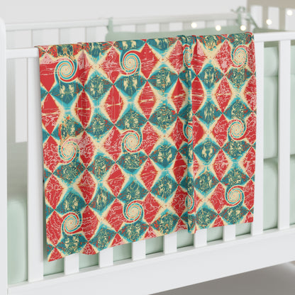 Baby Swaddle Blanket — Electric Diamond Swirl Pattern