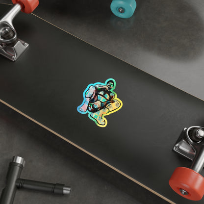 Holographic Squat Pose Die-Cut Sticker — Rainbow Body Positivity Skate Sticker