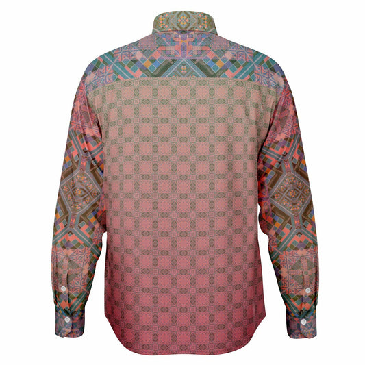Crimson Geometric Long Sleeve Button-Down Shirt - Unisex