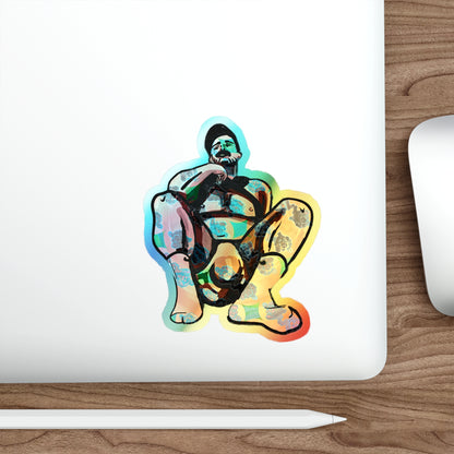 Holographic Squat Pose Die-Cut Sticker — Rainbow Body Positivity Skate Sticker