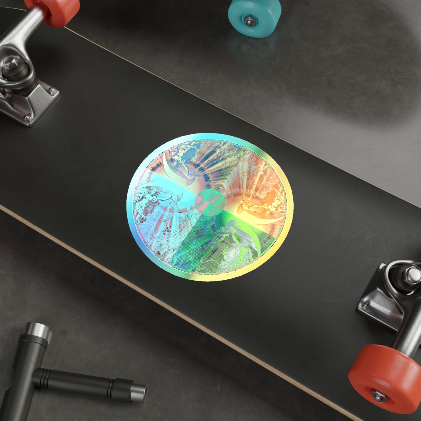 Holographic Round Sticker — Venus Talisman Mandala Die-Cut Sticker for Skateboards, Laptops & Gear