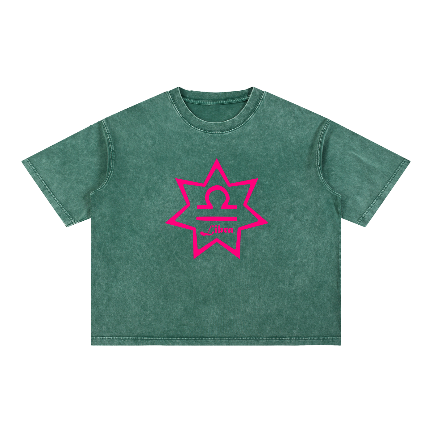 Libra Zodiac Mineral Wash Boxy T-Shirt - Oversized Heavyweight Cotton Tee