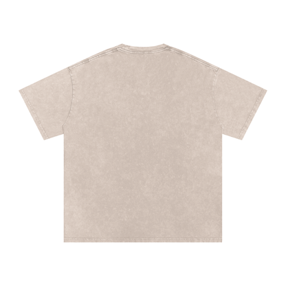 Lost in the Texture of Thought - Snow Washed Oversized Cotton T-Shirt