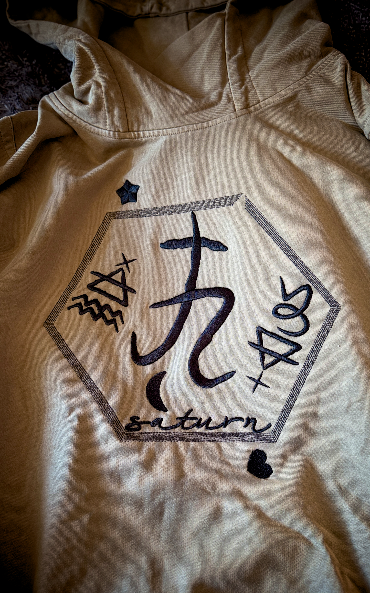 Saturn Stars Embroidered Hoodie - Artist Designed