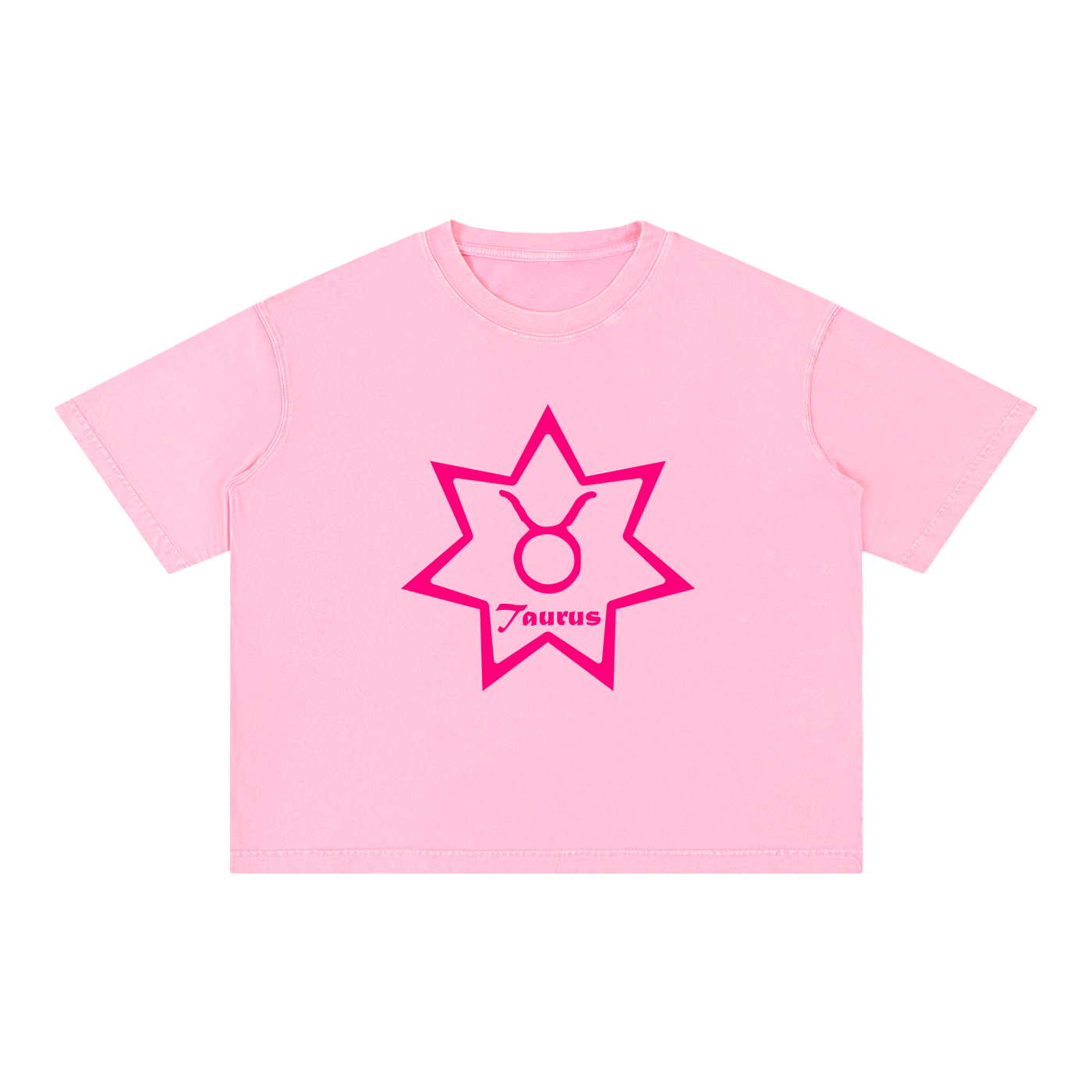 Taurus Zodiac Mineral Wash Boxy T-Shirt - Oversized Heavyweight Cotton Tee
