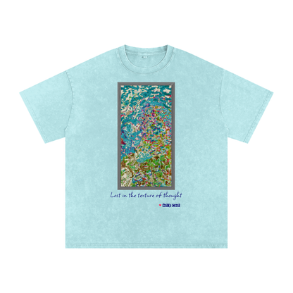 Lost in the Texture of Thought - Snow Washed Oversized Cotton T-Shirt