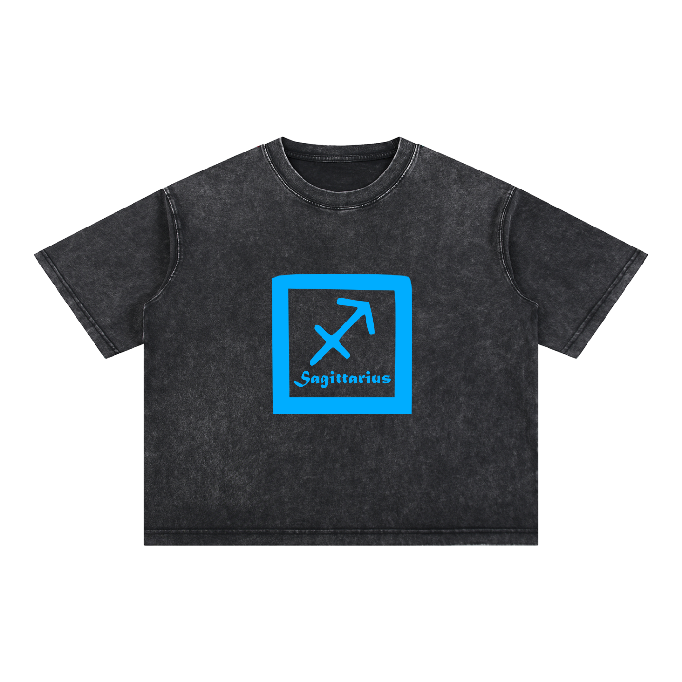 Sagittarius Zodiac Mineral Wash Boxy T-Shirt - Oversized Heavyweight Cotton Tee
