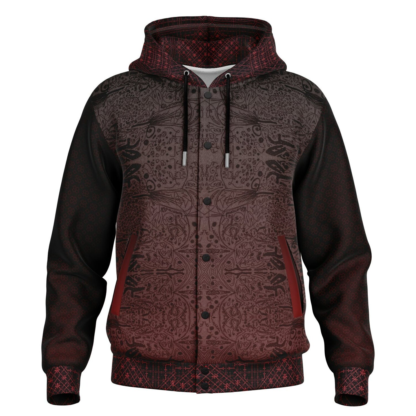 Hooded Baseball Jacket - AOP
