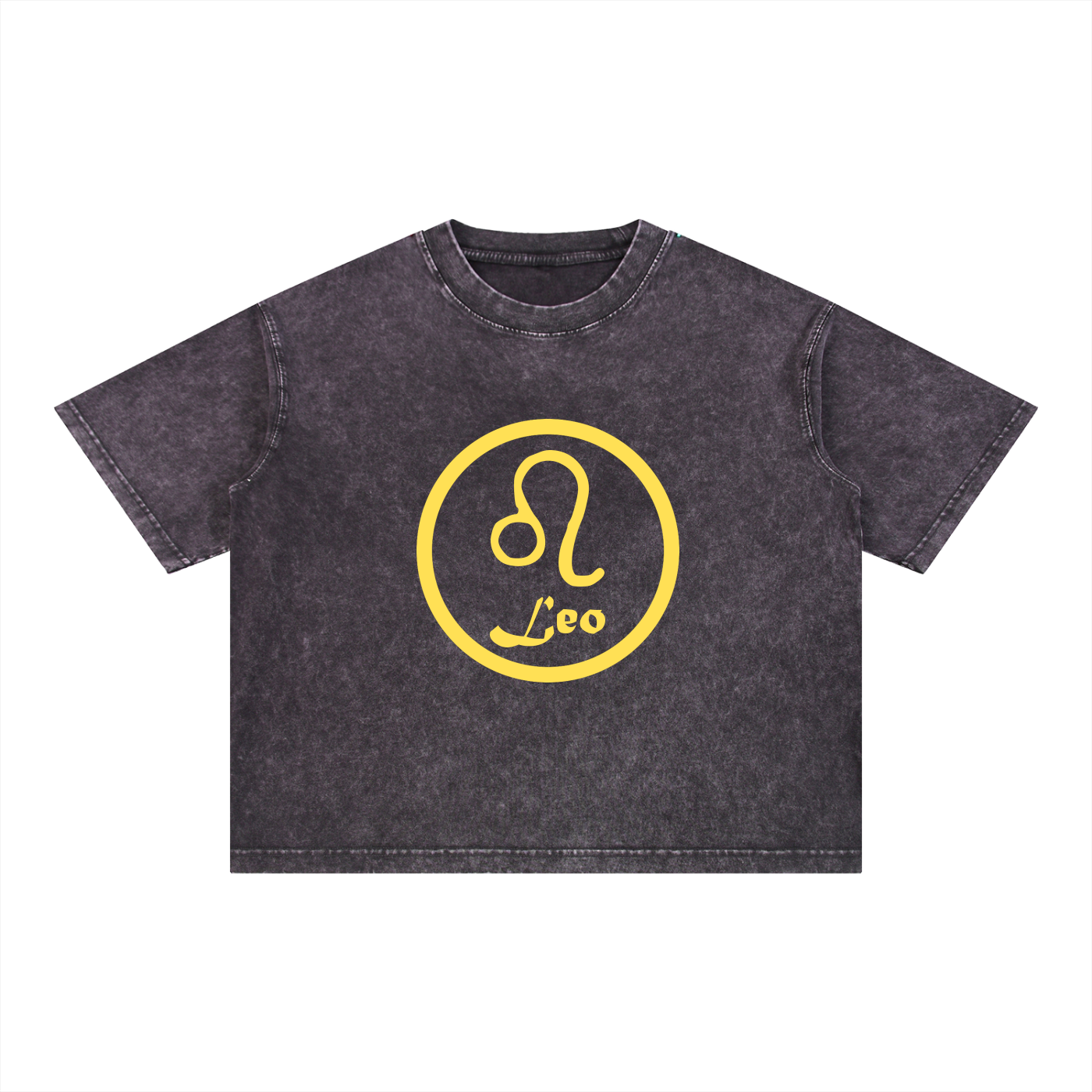 Leo Zodiac Mineral Wash Boxy T-Shirt - Oversized Heavyweight Cotton Tee