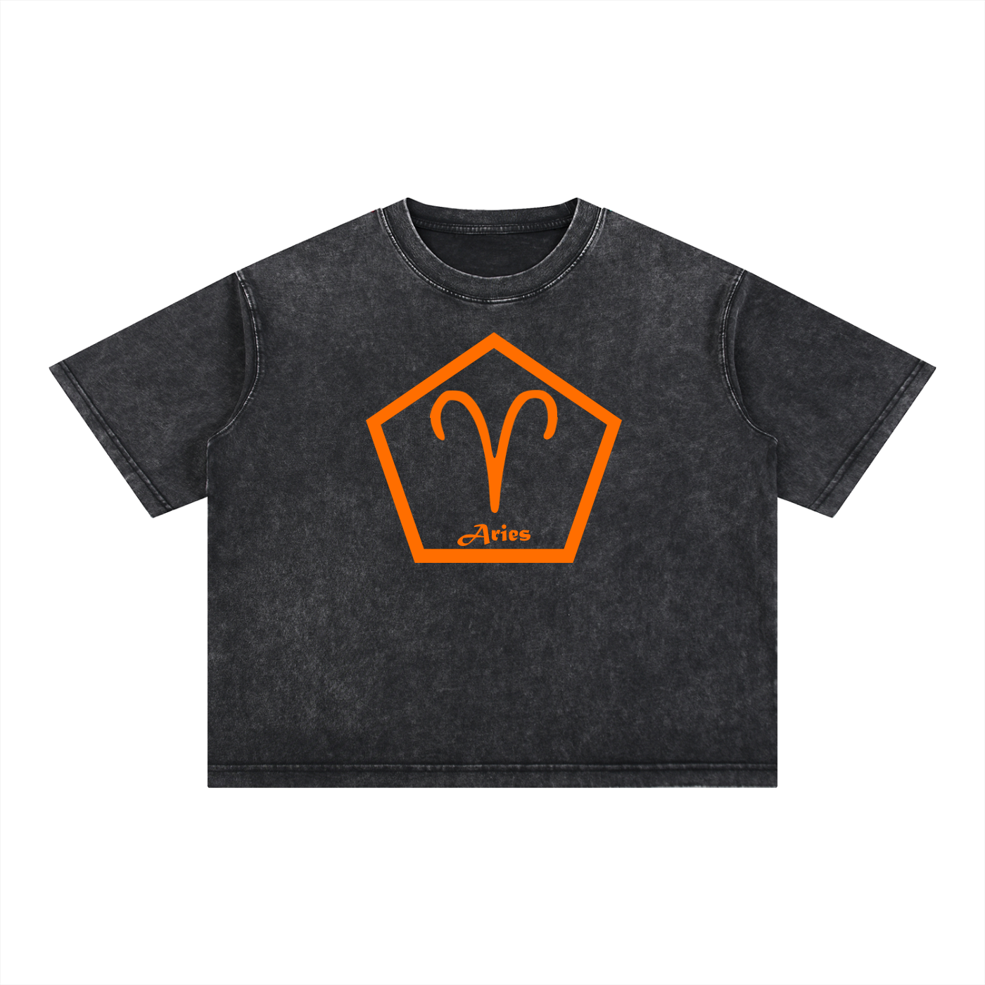 Aries Zodiac Mineral Wash Boxy T-Shirt - Oversized Heavyweight Cotton Tee