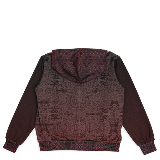 Crimson Hooded Baseball Jacket - All-Over Print, Unisex