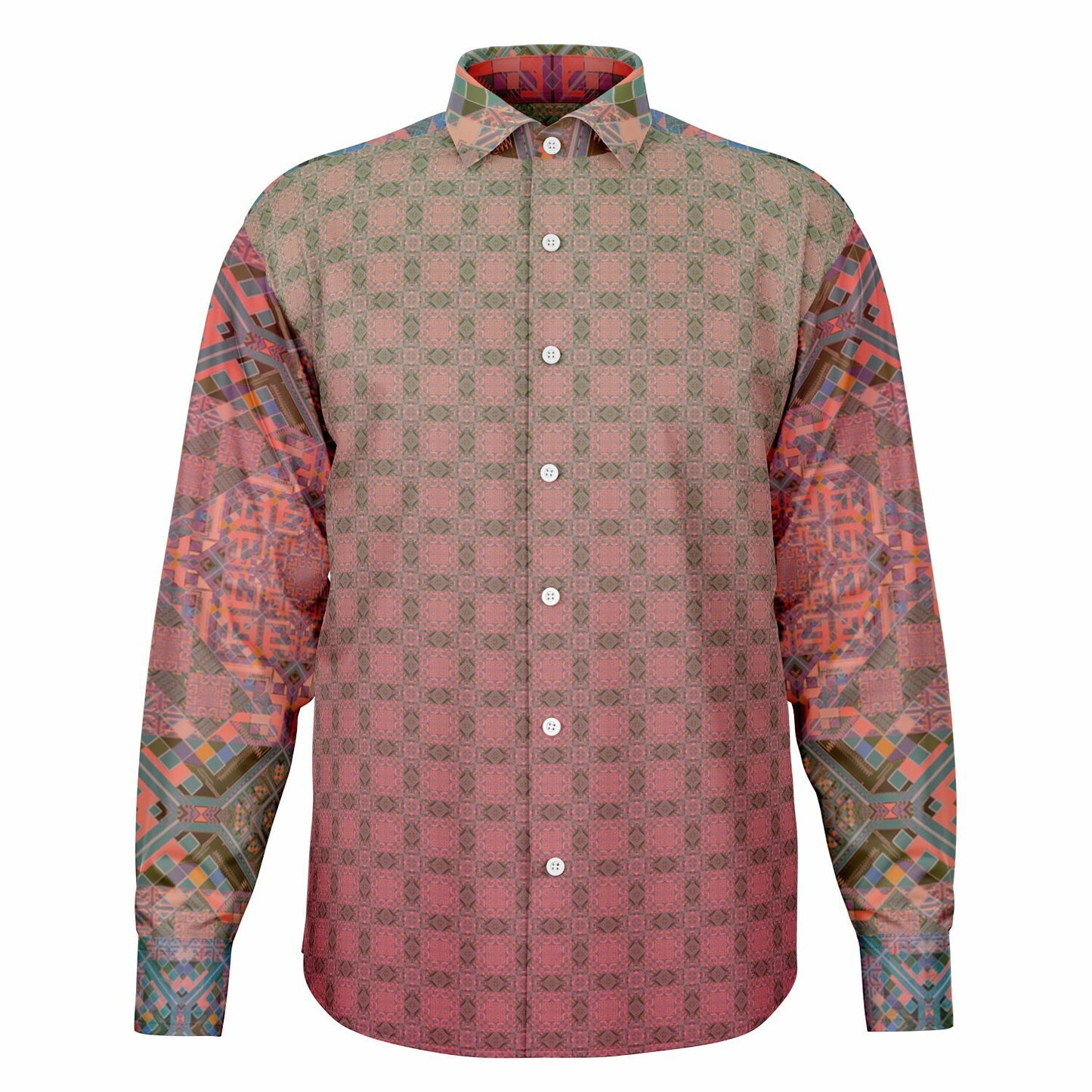 Long Sleeve Button Down Shirt - AOP