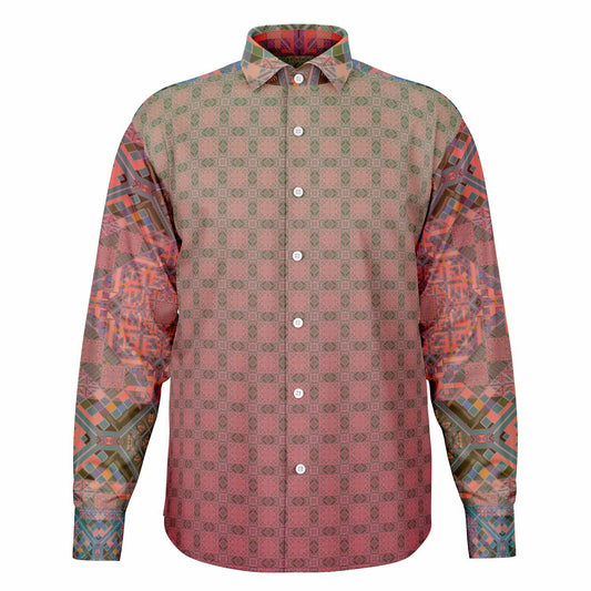 Crimson Geometric Long Sleeve Button-Down Shirt - Unisex