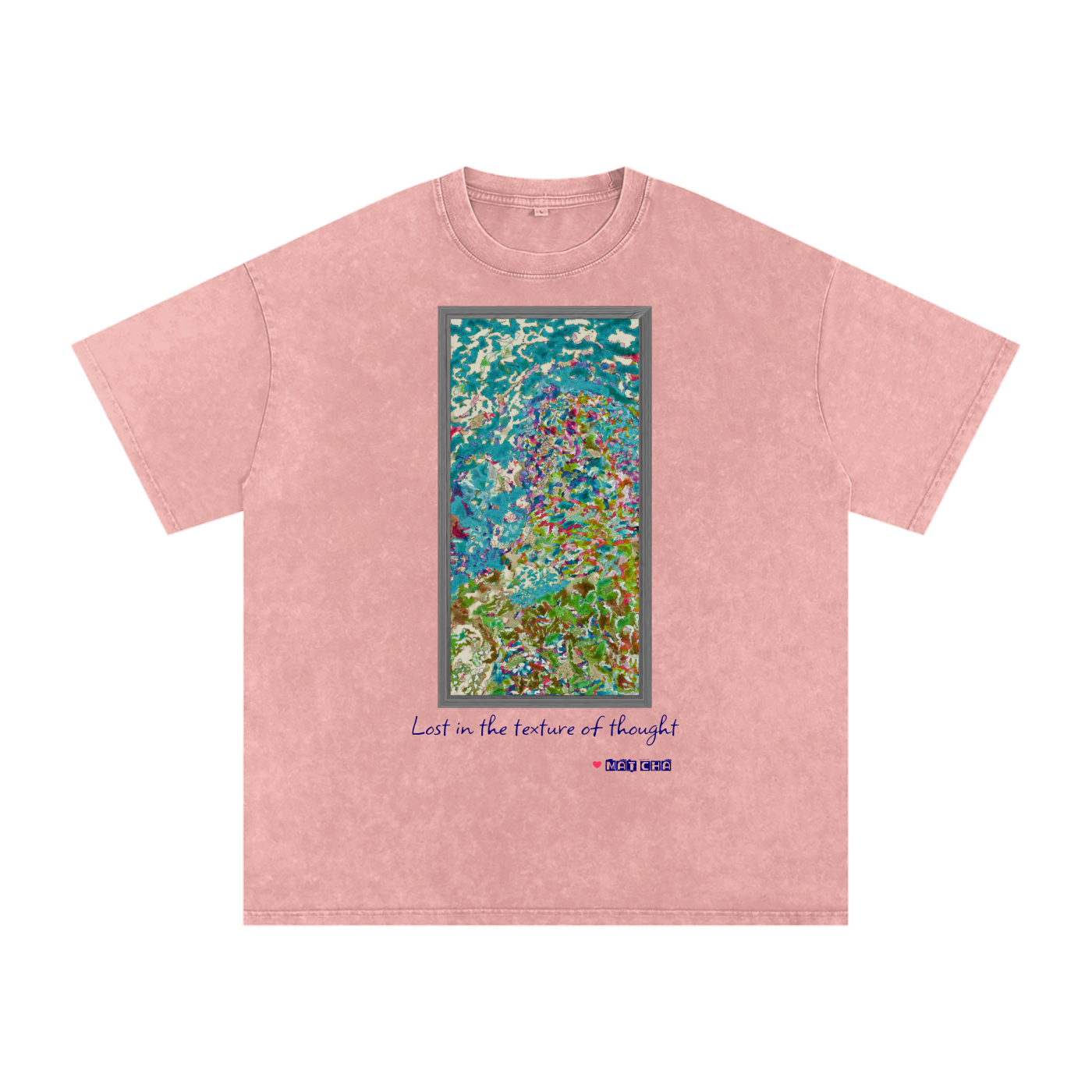 Lost in the Texture of Thought - Snow Washed Oversized Cotton T-Shirt